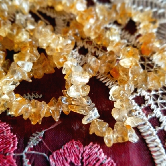 Citrine necklace gemstone bead necklace yellow nugget real gem stone quartz - Picture 2 of 5